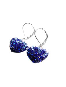 Steel Jewelry Náušnice srdce s modrými krystalky z chirurgické oceli NS500419