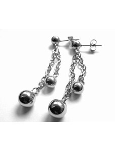 Steel Jewelry Náušnice dlouhé kuličky z chirurgické oceli NS500425