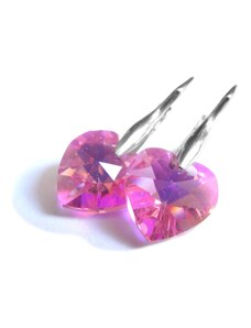 Steel Jewelry Náušnice růžové srdce z chirurgické oceli NS150125