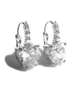Steel Jewelry Náušnice srdce s krystalky z chirurgické oceli NS140943