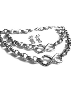 Steel Jewelry Set náhrdelník, náramek a náušnice nekonečno z chirurgické oceli SET130199