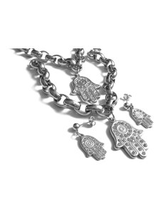 Steel Jewelry Set náhrdelník, náramek a náušnice Hamsa z chirurgické oceli SET130163