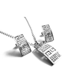 Steel Jewelry Set náhrdelník a náušnice s řeckým vzorem z chirurgické oceli SET151111