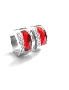 Steel Jewelry Náušnice červené kroužky z chirurgické oceli NS090493