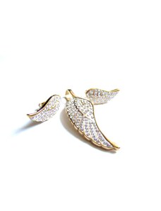 Steel Jewelry souprava náušnice a přívěsek andělské křídlo zlaté z chirurgické oceli SET090452