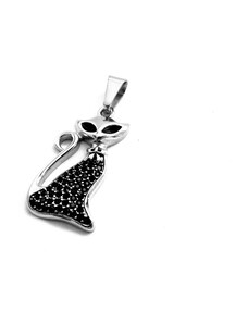 Steel Jewelry Přívěsek kočka černá z chirurgické oceli PR090329