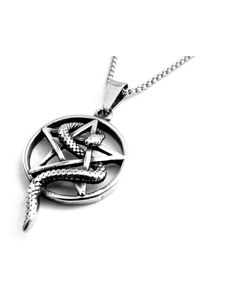 Steel Jewelry Náhrdelník pentagram s hadem z chirurgické oceli NH521521