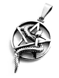 Steel Jewelry Přívěsek pentagram s hadem z chirurgické oceli PR210201