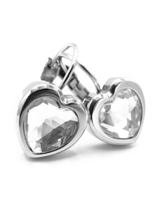 Steel Jewelry Náušnice srdce bílé z chirurgické oceli NS220113