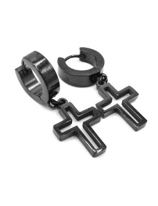 Steel Jewelry Náušnice křížek černé z chirurgické oceli NS220190