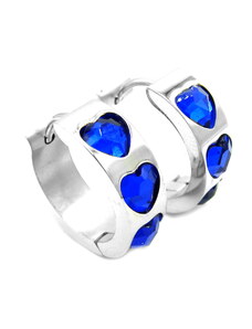 Steel Jewelry Náušnice kruhy modré srdce z chirurgické oceli NS220234
