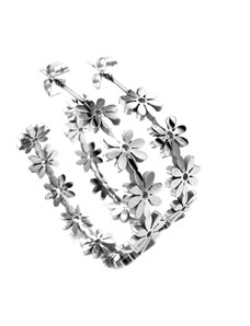 Steel Jewelry Náušnice květinkové kruhy 35 mm z chirurgické oceli NS220223