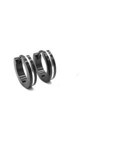 Steel Jewelry Náušnice černé kroužky z chirurgické oceli NS220218