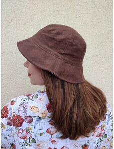 Elegan Hnědý letní klobouček - lněný