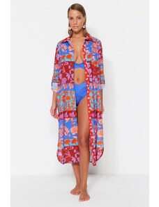 Trendyol Floral Print Midi Woven 100% Cotton Kimono & Caftan