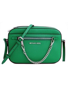 Michael Kors jet set large crossbody saffiano leather chain tmavě zelená