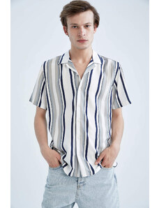 DEFACTO Regular Fit Printed Viscose Short Sleeve Shirt