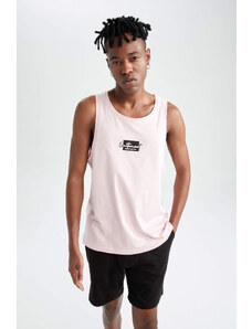 DEFACTO Slim Fit Minimum Sleeve Tank s potiskem s minimálním sloganem bez rukávů