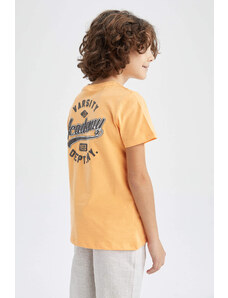 DEFACTO Boy's Crew Neck Printed Back Short Sleeve T-Shirt