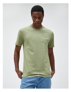 Koton Slogan Printed T-Shirt, Slim Fit Crew Neck Cotton.