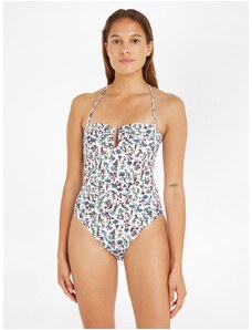 Bílé dámské květované jednodílné plavky Tommy Hilfiger Underwear - Dámské