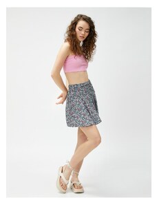 Koton Floral Short Skirt Mini Viscose Elastic Waist