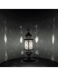 Krásy Orientu Orientální skleněná mozaiková stolní lucerna Abyad - velikost 2