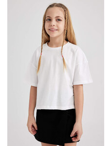 DEFACTO Girls Crop Short Sleeve T-Shirt