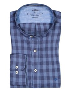 Fynch-hatton, lněná košile s károvým vzorem modrá