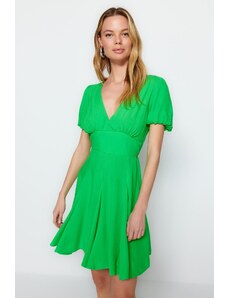 Trendyol zelené mini tkané plážové šaty