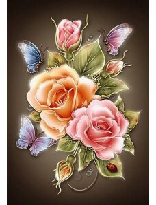 Gaira Diamantové malování Růže s motýly D5752