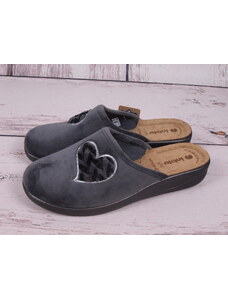 Pantofle papuče bačkory Inblu CF39-025 šedé se srdíčkem s koženou stélkou