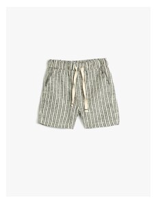 Koton Linen Shorts Pocket Elastic Waist Tied Cotton