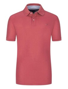 Tommy hilfiger, jednobarevné polo tričko z piké materiálu růžově červená