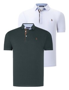 DUAL SET T8582 DEWBERRY MENS T-SHIRT-WHITE-GREEN