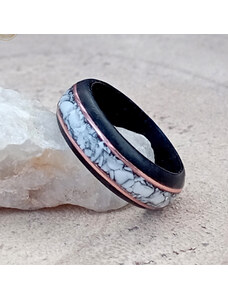 Woodlife Ebenový prsten s magnezitem a mědí