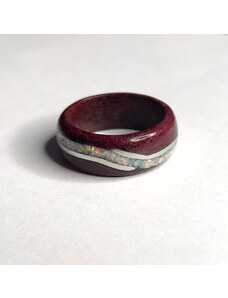 Woodlife Dřevěný prsten s opálem a chirurgickou ocelí
