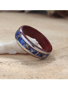 Woodlife Prsten z bubingy, ocele a jaspisu