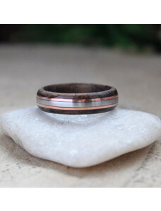 Woodlife Dřevěný prsten s ocelí a mědi