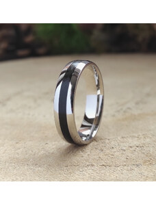 Woodlife ocelový prsten s ebenem
