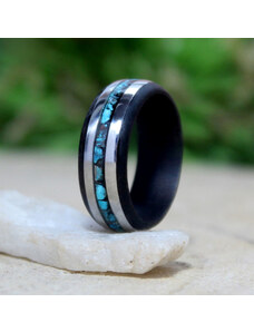 Woodlife Ebenový prsten s jaspisem a ocelí