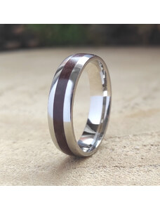 Woodlife ocelový prsten s amaranthem