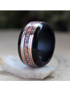 Woodlife Ebenový prsten s jaspisem, ocelí a mědi