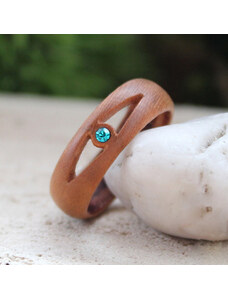 Woodlife Dámský prsten ze dřeva s krystalem Swarovski
