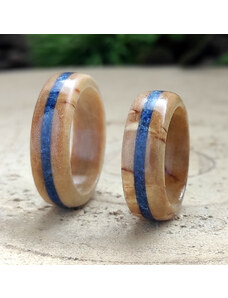 Woodlife Subní prsteny z břízy a Lapis Lazuli