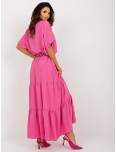Fashionhunters Tmavě růžová letní maxi sukně s volánem