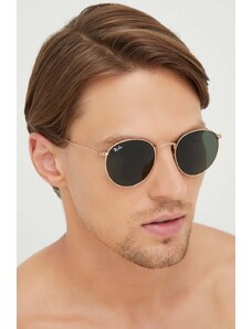 Sluneční brýle Ray-Ban ROUND METAL pánské, zlatá barva, 0RB3447