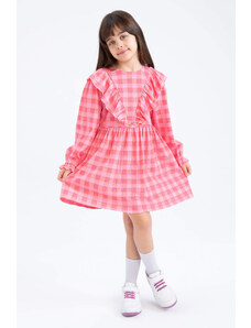 DEFACTO Girls Checked Long Sleeve Dress