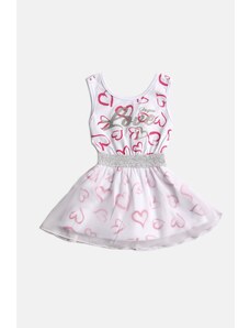 JOYCE Dívčí letní šaty na ramínka "HEARTS"/Bílá
