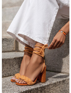 DeeZee Oranžové sandály na vysokém podpatku Luana Oranžová
